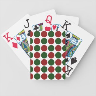 Red and Green Polka Dots on White Bicycle Card Decks