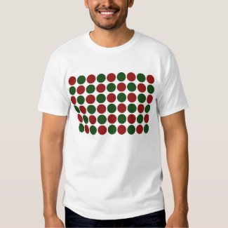 Red and Green Polka Dots on White Tee Shirts