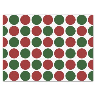 Red and Green Polka Dots on White Tissue Paper 17" X 23" Tissue Paper