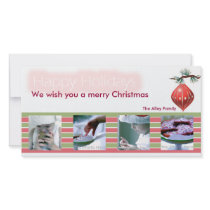 Red and Green ribbons christmas photocard