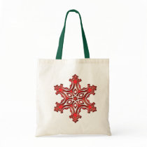 RED AND GREEN SNOWFLAKE bags by dgpaulart RED AND GREEN SNOWFLAKE bags
