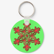 RED AND GREEN SNOWFLAKE keychains