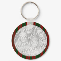 Red and Green Striped photo frame keychains by DonnaGraysonAbstract Red and Green Striped photo frame keychains