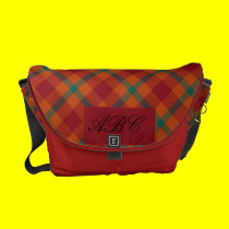 Red and Green Tartan Monogramed messenger bags