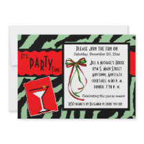 Red And Green Tiger Print Holiday Party Invitation by malibuitalian Red And Green Tiger Print Holiday Party Invitation