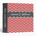 Red and grey personalized chevron pattern binder