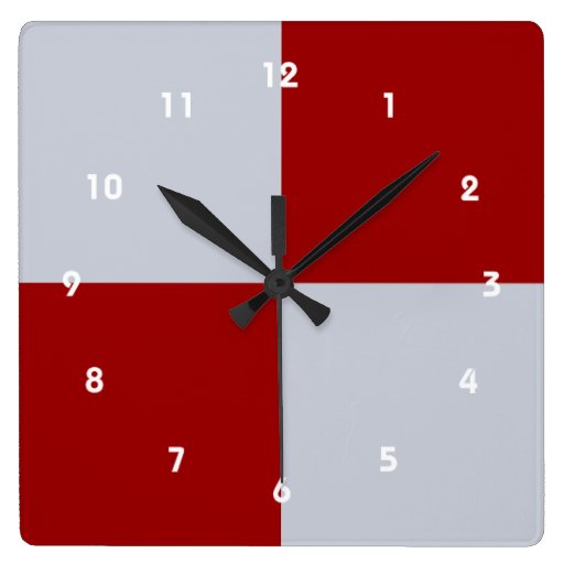 Red and Grey Rectangles Square Wallclocks