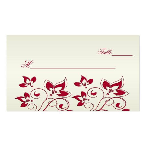 Red and Ivory Floral Placecards Business Cards (front side)