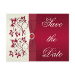 Red and Ivory Floral Save the Date postcards