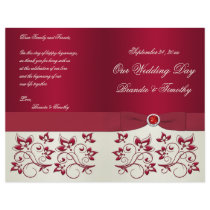 Red and Ivory Floral Wedding Program Flyers