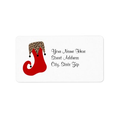 Red and Leopard Christmas Stocking Address Label