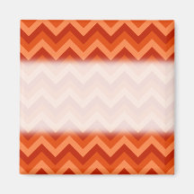 Red and Orange Chevron Stripes. Magnet