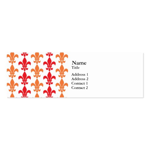 Red and Orange Fleur de Lis Pattern Business Card Templates