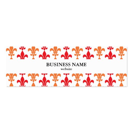 Red and Orange Fleur de Lis Pattern Business Card Templates (back side)
