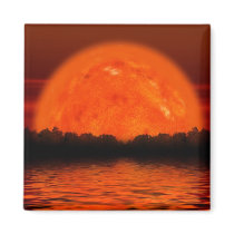 Red and Orange Sky with Water Reflecting Fridge Magnets