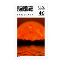 Red and Orange Sky with Water Reflecting Stamps