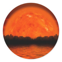 Red and Orange Sky with Water Reflecting Round Stickers