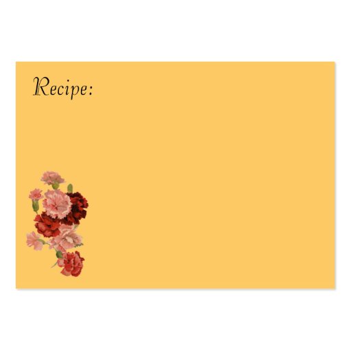 Red and Pink Carnation Recipe Card Business Card Template (front side)