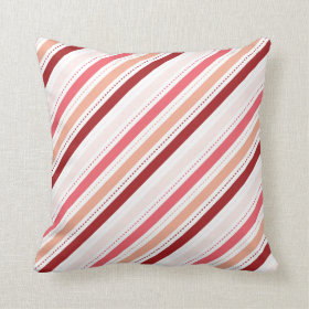 Red and Pink Diagonal Stripes Valentine's Day Gift Throw Pillow