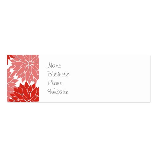 Red and Pink Flower Blossoms Floral Print Business Card Template (front side)