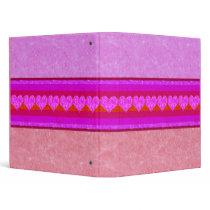 Red and Pink Heart Stripes Binder