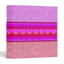 Red and Pink Heart Stripes Binder