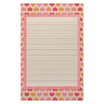 Red and Pink Hearts Stationery - optional lines