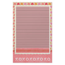 Red and Pink Hearts Stationery - optional lines