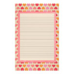 Red and Pink Hearts Stationery - optional lines