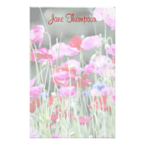 Red and Pink Poppies Customizable Template stationery