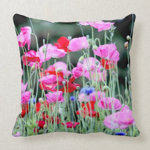 Red and Pink Poppies Pillows