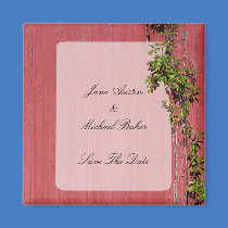 Red And Pink Wedding With Ivy Save The Date Magnets