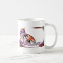 Red and Purple Angora Cat Artwork Mugs