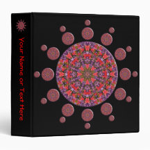 Red and Purple Tulip Mandala 3 Ring Binder