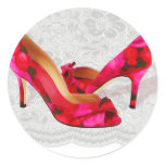 Red and Rose Peep Toe Pumps on Lace stickers