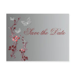 Red and Silver Butterflies Save the Date Postcard