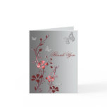 Red and Silver Butterflies Thank You Card