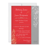 Red and Silver Floral Motif Wedding Invitation