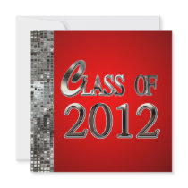 Red And Silver Sequins Graduation Invitations