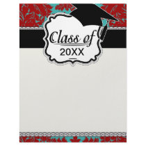 red and teal aqua bold intricate damask customized letterhead