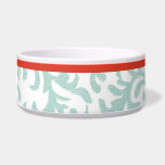 Red and Teal Blue Floral Damask Dog Water Bowls