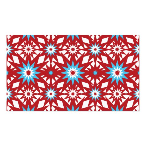 Red and Teal Blue Star Pattern Starburst Design Business Card Template