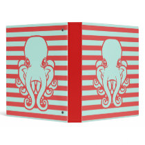 Red and Turquoise Octopi Vinyl Binders