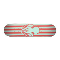 Red and Turquoise Octopus Skate Board Decks