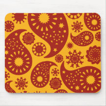 Red and Warm Yellow Paisley Pattern. Mousepad