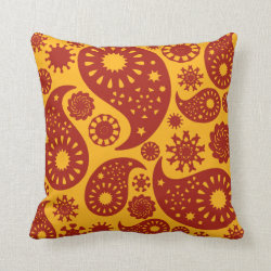 Red and Warm Yellow Paisley Pattern. Pillow