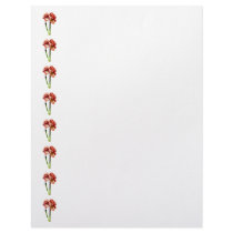 Red and White Amaryllis With Bud Custom Letterhead