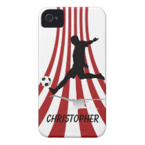 Red and White arcs Soccer player design Iphone 4 Cases