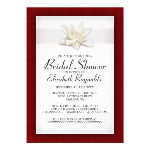 Red and White Bridal Shower Invitations