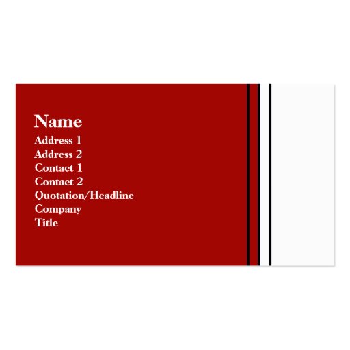 red and white business cards (front side)